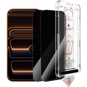 2-Pack Privacy Screen iPhone 17 Pro Max & iPhone 16 Pro Max, 28 Anti-Spy iPhone 17 Pro Max Screen Protector, 9H Durable Tempered Glass, Easy Dust-Free Installation, Face ID Compatible, Case Friendly