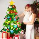 Noiclub 3.6 ft DIY Felt Christmas Tree for Toddlers,2025 Advent Calendar with 32 Removable Ornaments Wall Hanging Xmas Gift Decoration with String Lights (Batteries Not Included)