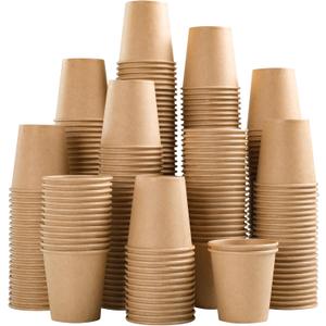 400 Pack 3 oz Kraft Paper Cups, Disposable Bathroom Cups, Mini Mouthwash Cups, Hot/Cold Beverage Drinking Cup for Gargle Espresso Juice Medicine (Brown)