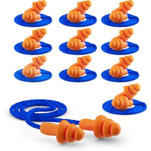 Quality Reusable Earplugs 20 Pair - 25dB Corded Silicone Ear Plugs for Shooting Construction Work Ear Plugs Motorcycle Range Hunting Hearing Protection Ear Protection for Mowing Earplugs Reusable