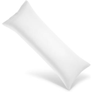WishSmile Body Cooling Pillowcase Long Pillow Case Breathable Cool Silky Soft Rayon Derived from Bamboo Fabric, Hair and Skin Friendly, White, 1 Pack, 20x54IN