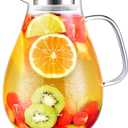 Glass Pitcher, veecom 80oz Water Pitchers with Lid and Spout for Drinks, Hot & Cold Beverage, Juice, Iced Tea Pitcher for Fridge, Borosilicate Glass Carafe/Jug with Brush