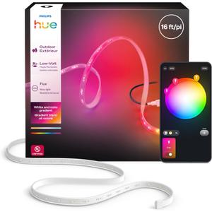Hue Flux Outdoor 16-feet Multicolor LED Strip Light, 3000 lm, Vibrant Color and Ambiance, Flexible Outdoor Lighting, Chromasync Color Blending, Weatherproof, App and Voice Control
