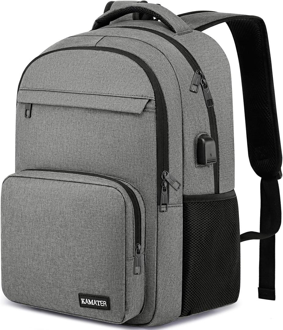 kamater Backpack for School, college BackPack for Teens,Students, with 15.6 inch Laptop SleeveBack Pack for Boys, Large Computer Back Pack with Compartments for Men & Women (Grey)