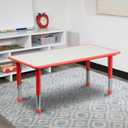 Flash Furniture Wren 23.625''W x 47.25''L Rectangular Red Plastic Height Adjustable Activity Table with Grey Top, Set of 1