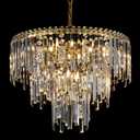 A AXILIXI Gold Crystal Chandeliers, 24 Modern Round Chandelier for Dining Room 3 Tiers 12 Lights Ceiling Pendant Light Fixtures Large Ceiling Chandeliers for Foyer Living Room Bedroom