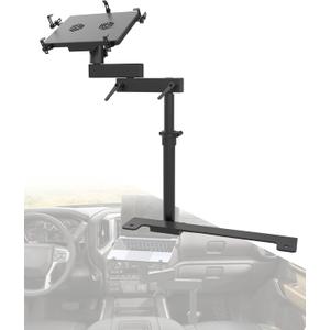Truck Laptop Mount Fit for 19-25 Chevy Silverado, Tahoe, GMC Sierra, No-Drilling Vehicle Laptop Mount Built-in Cooling Fan Adjustable Truck Computer Stand