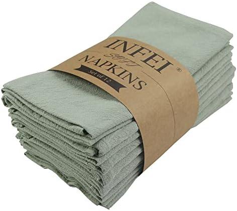 INFEI Plain Color Dinner Cloth Napkins, Set of 12 (15.7 x 11.8 Inches), Reusable Cotton Kitchen Table Napkin, for Cocktail Parties, Weddings, Hotel & Home Use (Avocado)