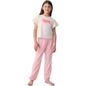 GAP Girls' Flutter Short Sleeve Jogger Sleep Set (8, New Off White)