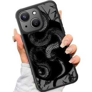 SEXYMOM Magnetic for iPhone 15 Case - Wireless Charging Compatible,Military Drop Tested Cover,Cute Floral Design for Women and Girls,Slim Fit Translucent Matte Phone Case - King Cobra