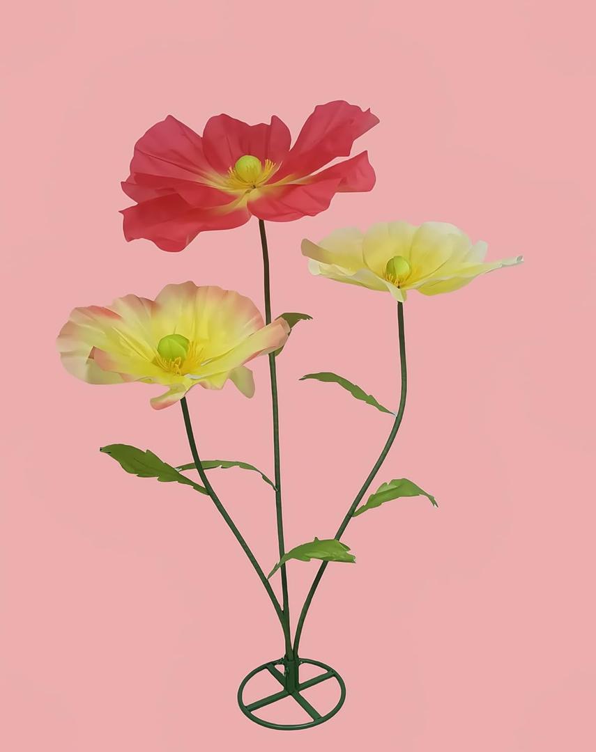 Large Artificial Flower for Decoration with Stands - 5.6 Ft Artificial Silk Giant Flower - Big Artificial Flores Gigantes for Wedding Party Banquet Backdrop Decor, Photography Props Window Display (Yellow & Red)