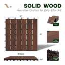 Acacia Interlocking Deck Tiles, 10 PCS Wood Flooring, 6 Slats, Walnut