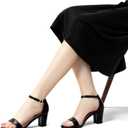 Women's Heeled Sandals Open Toe Ankle Strap 2.5-Inch Chunky Heels Dress Shoes Wide Feet Friendly, Size 41