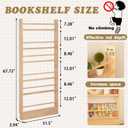 Baveke Kids Bookshelf, 6 Tier Shelves Behind The Door Book Shelf Storage, Children's Solid Wood Bookcase, Wall Mount Bookshelf for Bedroom, Living Room, NurseryFSC-Certified Wood
