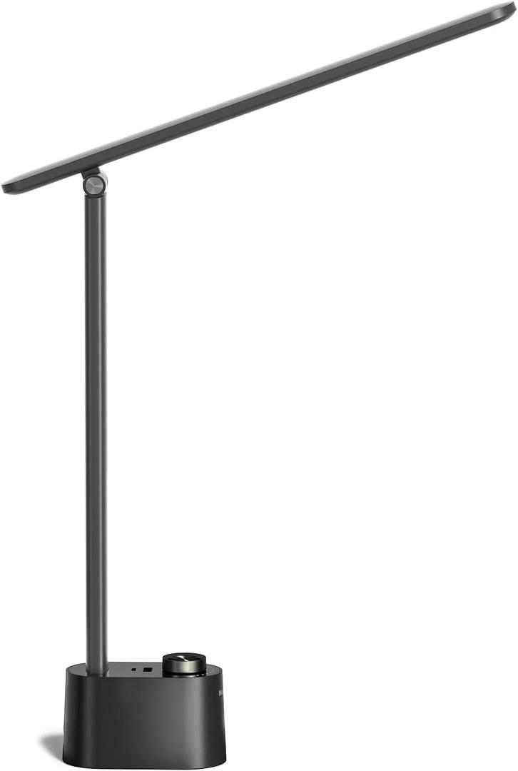 Honeywell Sunturalux LED Desk Lamp with USB Charging Ports HWT-H01 - Stepless Dimmable Eye Caring Desk Light for Home Office Bedroom Bedside College Dorm, Foldable Table Lamp Reading Lamp Black