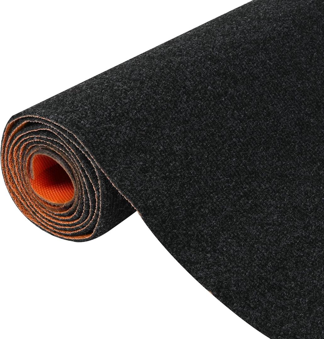 Nisorpa Carpet Runner, 4 x 16.4FT Indoor Outdoor Floor Mat with Non-Slip TPE Rubber Backing Commercial Carpet Runner Hallways Area Rugs for Kitchen Balconies Living Room Dining Room (Dark Gray) (3'11" x 16'5" (Rectangular))