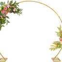 Suoedd 8FT Wedding Arch Round Backdrop Stand Gold Metal Circle Balloon Arch Frame Stand for Wedding Ceremony Birthday Party Bridal Shower Anniversary Candy Tables Christmas Decoration