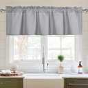 XWZO Kitchen Valances Curtains for Windows Living Room Bedroom Bathroom Toppers Farmhouse Style Rustic Dinning Room Thermal Insulated Rod Pocket, W84 x L18 Inch Length, Silver Grey, 1 Panel (84"W x 18"L (Pack of 1))