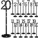Glitter Table Numbers 1-25 Wooden Table Numbers for Wedding Reception Standing Seat Place Cards with Holder Base for Wedding Party Event Catering Receptions Banquets(Blac)