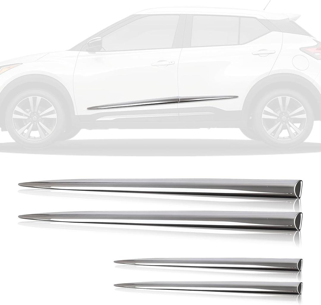 4PCS Body Side Trim, Dent Prevent Car Door Protector, Universal Door Protector Automotive Molding Trim, Prevents Dents Scratches Bright (Silver)