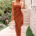 PRETTYGARDEN Summer Wedding Guest Dresses for Women 2026 Spring Cocktail Prom Graduation Bodycon Backless Elegant Midi Dress (Orange)
