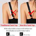 V FOR CITY Tank Top for Women with Built-in Padded Bra Adjustable Wide Strap Camisole Cotton Cami Shirts, Large 