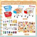 135Pcs Mini Shopping Cart Basket Miniature Food Drink Toy Supermarket Metal Handcart Dollar Bills Toys Dollhouse Store Grocery Accessories Kitchen Cosplay Play Game Party Model