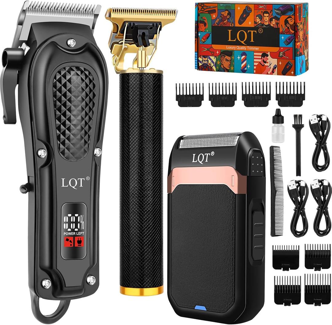 Men's Hair Clipper Set Cordless Hair Trimmer with LED Screen, Adjustable Beard & Mustache Trimmer, Self-Sharpening Blades, Quiet Haircut Machine,Best Gift for Father's Day/Holidays