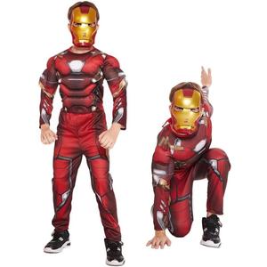 Halloween Muscle Costume Jumpsuit Boy Superhero Cosplay Costume Includes Mask