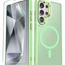 for Samsung Galaxy S25 Ultra Case, Matte Magnetic Phone Case  Support for Magsafe, Translucent Frosted Shockproof Protective Cover for Samsung Galaxy S25 Ultra, Mint Green
