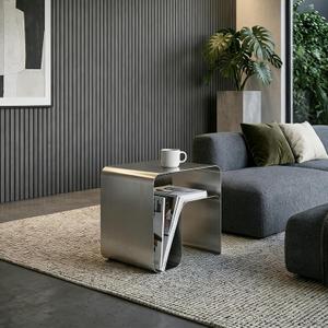 Stainless Steel Side Table, Modern Steel Frame End Table | Minimalist Small Nightstand and Sofa Table for Living Room Bedroom Office 17.7"x13.8"x17.7"