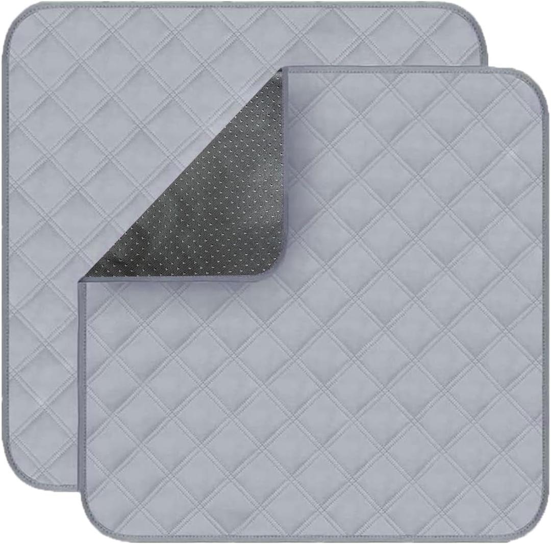 Waterproof Chair Pads for Incontinence 2Pcs Resuable Washable Seat Protector Pads for Incontinence for Senior Toddlers 22"X21" Gray