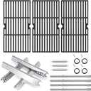 Grill Replacement Parts for Charbroil Advantage 4 Burner 463344015, Cast Iron Grill Grates, Heat Plates Tents, Burners and Igniters for Char-Broil Advantage 463344015