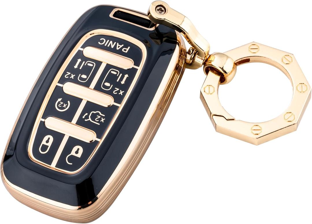 YHC For Chrysler Key Fob Cover Car Key Case Shell with Keychain (Black)