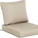 BPS 21 x 21 Inch Outdoor Chair Cushion Set, Fade-Resistant and Water-Resistant Solution-Dyed Polyester Fabric Patio Deep Seat Cushion with Removable Cover and Straps for Outdoor/Indoor Use, 21''W x 21''D, Brown, 1
