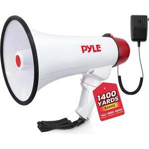Pyle 40W Megaphone Bullhorn with 1400-Yard Range, Built-in Siren & Adjustable Volume, Ergonomic Pistol Grip, Detachable Handheld Mic, Perfect for Indoor/Outdoor Sports, Events, & Emergency Use