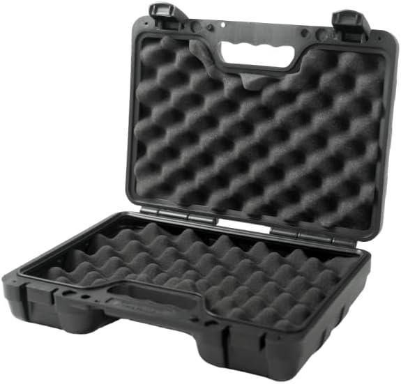PAK Gun 13-inch Hard Gun Case for Pistols Weather-Resistant HDPE Shell Lockable Tabs Protective Foam 13.5 x 10 x 3.5 in Made in USA