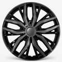 17 Inch Silver Hubcaps with Adjustable Steel Retention Rings, Premium ABS Universal Fit, Set of 4 Wheel Covers (Glossy Black)