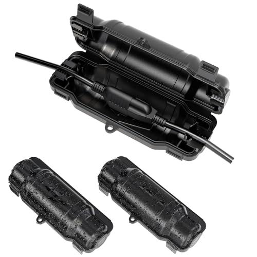 Cismorvex 3 Pack Outdoor Extension Cord Safety Cover with Waterproof Seal IP54 Water-Resistant, Weatherproof Electrical Connection Box with 2 Latches, Plug, Socket, Holiday Decoration Light, Black