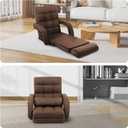Indoor Floor Chair with Armrest and Pillow Folding Chaise Lounge Sofa 14-Position Adjustable Comfy Gaming Recliner Chair Padded Seats for Adults (Brown)