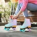 LIKU Quad Roller Skates for Girl and Women with All Wheel Light Up,Indoor/Outdoor Lace-Up Fun Illuminating Roller Skate for Kid (Purple, Size 5-6)