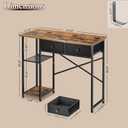 DAOUTIME Small Computer Desk, 36 Inch Writing Desk with Drawers & Storage Shelves, Home Office Writing Desk for Small Spaces, Bedroom, Living Room, Dorm, Rustic Brown