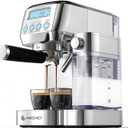 AMZCHEF Espresso Machine with LCD Display, 20 Bar Cappuccino Machines with Automatic Milk Frother for Home Gifts, Latte Coffee Maker with Dual Wall & Filters, Stainless Steel Style