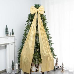 Christmas Tree Topper Bow67x16 Inch Extra Large Room Decor Ribbon Bow for Wedding Engagement Birthday PartyGiant Xmas Bow Decorations for Home Wreath Door Wall(Gold)