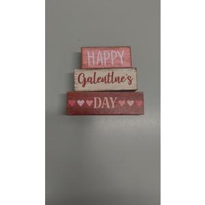 3 Pcs Happy Galentines Day Decorations Wooden Hearts Table Centerpiece Happy Galentines Day Party Table Sign for Valentines Tiered Tray Desk Mantle Shelf Decor