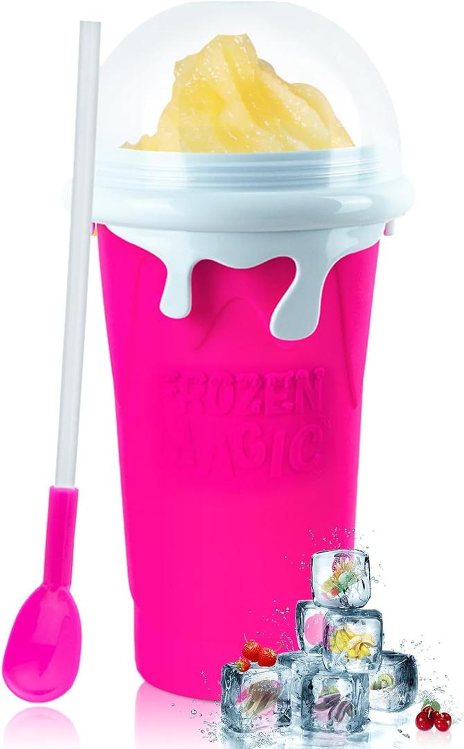 ROEDEER Large Slushie Cup 500ml,Frozen Magic Slushy Cup Maker,DIY Homemade Ice Cream,Milk Shake,Drinks Smoothie,Fruit Juice Slush Cup,Cool Stuff Gifts for Kids and Family - Pink