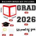 DAZONGE Graduation Decorations 2026, Set of 4 Red Grad Balloon Boxes with 139pcs Balloon Arch Garland Kit & 4 Light Strings - So Proud of You 2026 Graduation Decorations for Any Grades
