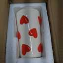 Chunful Valentine Day Centerpiece for Table Embossed Red Heart Ceramic Vase 7.1 in Valentine Decoration for Home Gift for Women Girls Modern Decorative Flower White Vases for Living Room Table Decor