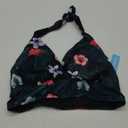 Yonique Women's Plus Size Bikini Tops Only Halter Swimsuit Top Large Bust Swim Top V Neck Bathing Suit Tops (Black Floral, 16W)