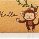 Monkey - 17"x29" - Coir Door Mat with Heavy Duty Backing - Welcome Mats for Entryway, Porch - Anti-Slip PVC & Coconut Fiber Surface - Natural Home Accessories, Minimalist Original Design